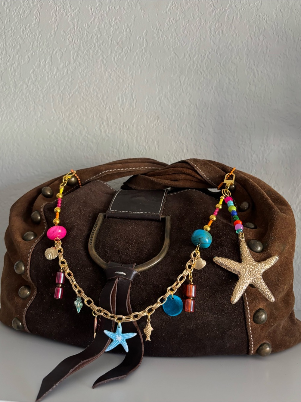 Coastal Starfish Bag Chain Charm | Beaded Purse Accessory | Beachy Handbag Jewel